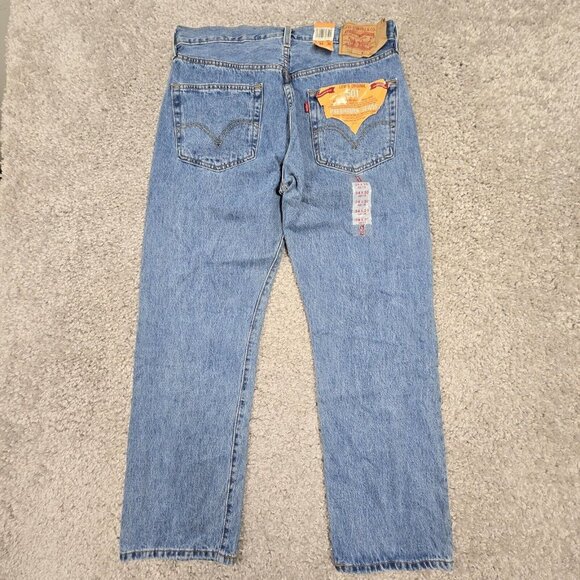 Levi’s 501 Jeans Mens 34x30 Light Wash Button Fly Vintage Y2K Straight Denim - Picture 9 of 16
